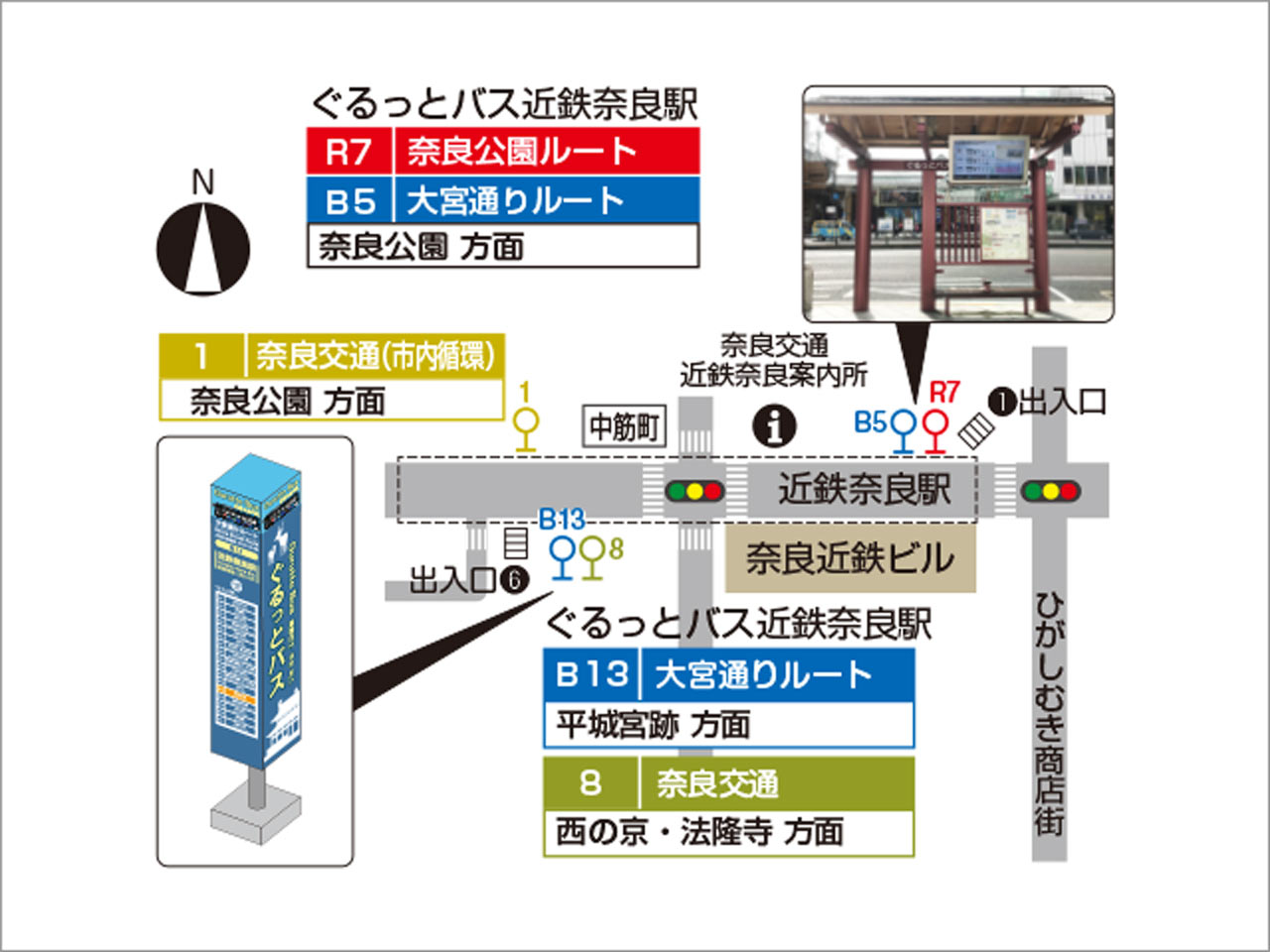 近鉄奈良駅バス停地図